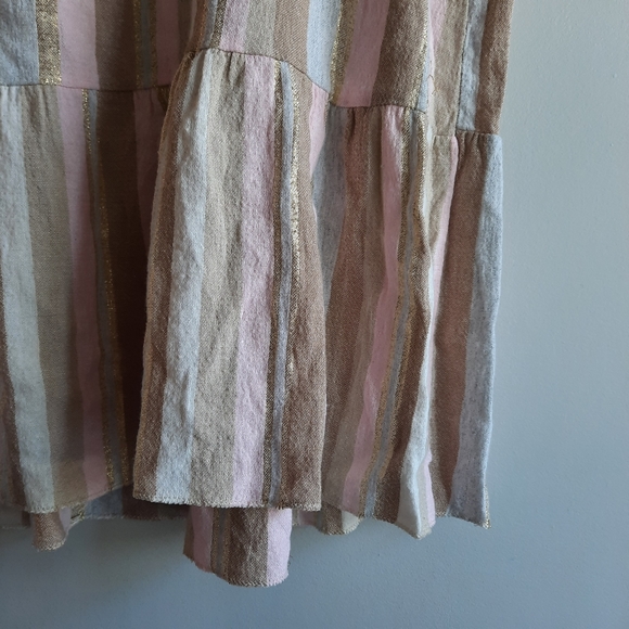 Peach and gold cotton ruffle sleeve dress - Picture 3 of 7